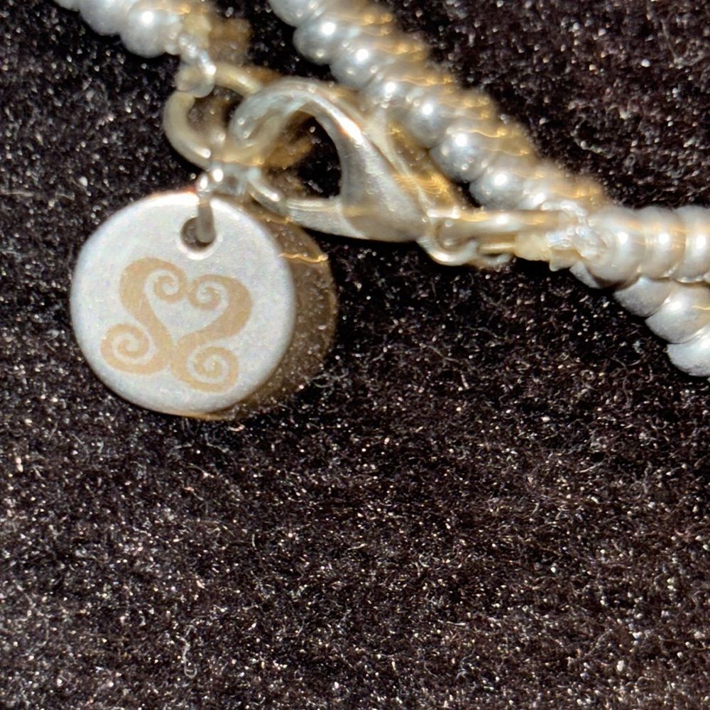 Blue Dichroic Glass Silver Swirl Artisan Long Beaded Energy Necklace Chain - Picture 3 of 7